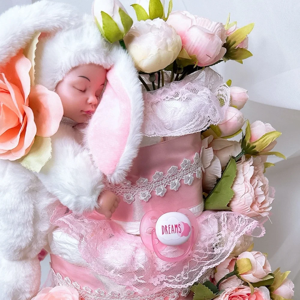Bunny Diaper Cake, Flowers Diaper cake